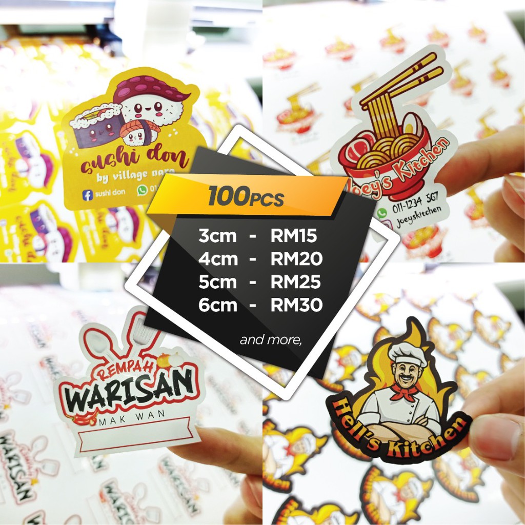 (100PCS) WATER PROOF CUSTOMIZE STICKER LABEL | Shopee Malaysia