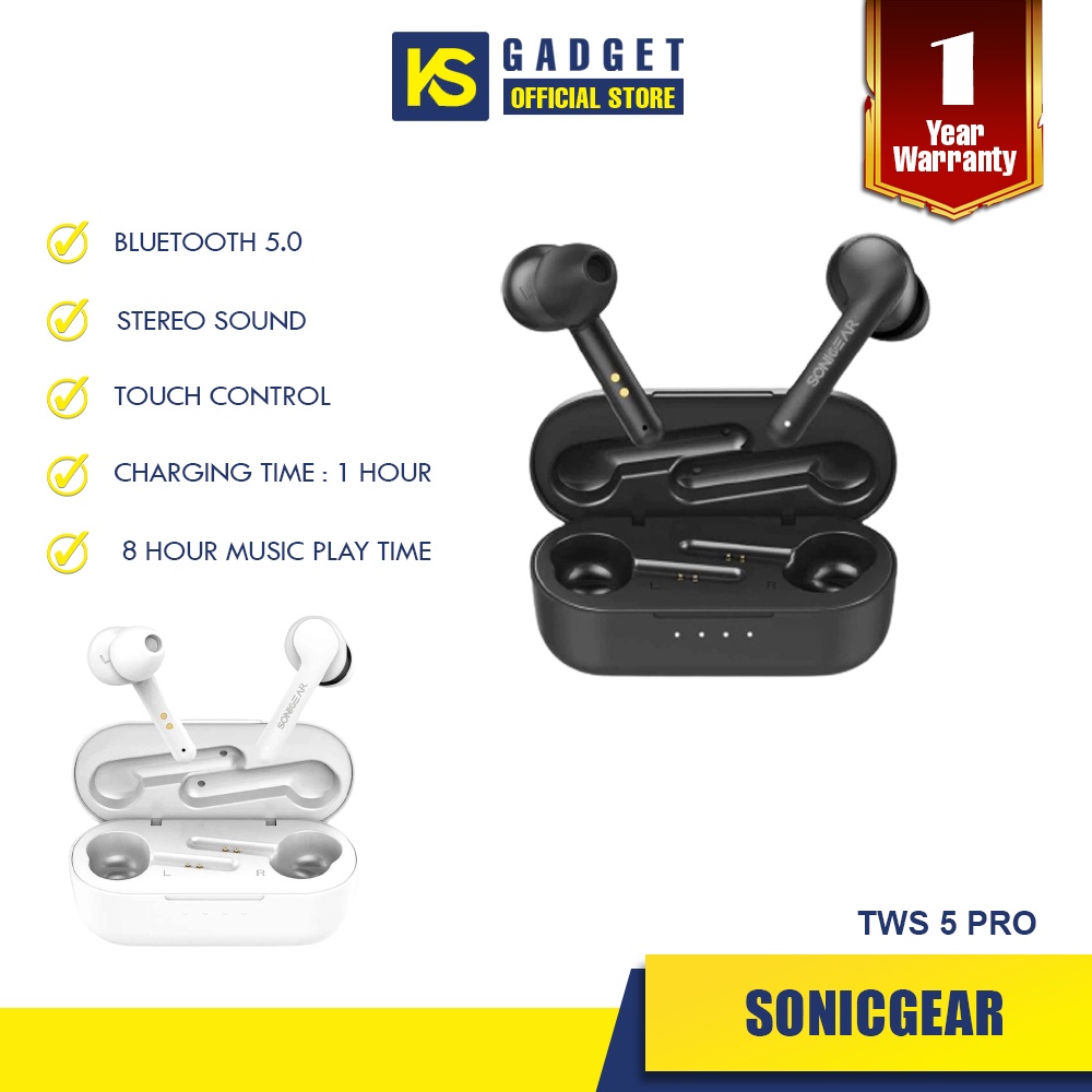 SonicGear TWS 5 Pro Wireless Stereo Earbuds Bluetooth 5.0 32 Hours Playtime