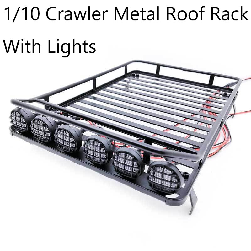 1/10 RC Crawler Metal Roof Rack Luggage Rack with Lights for Traxxas ...