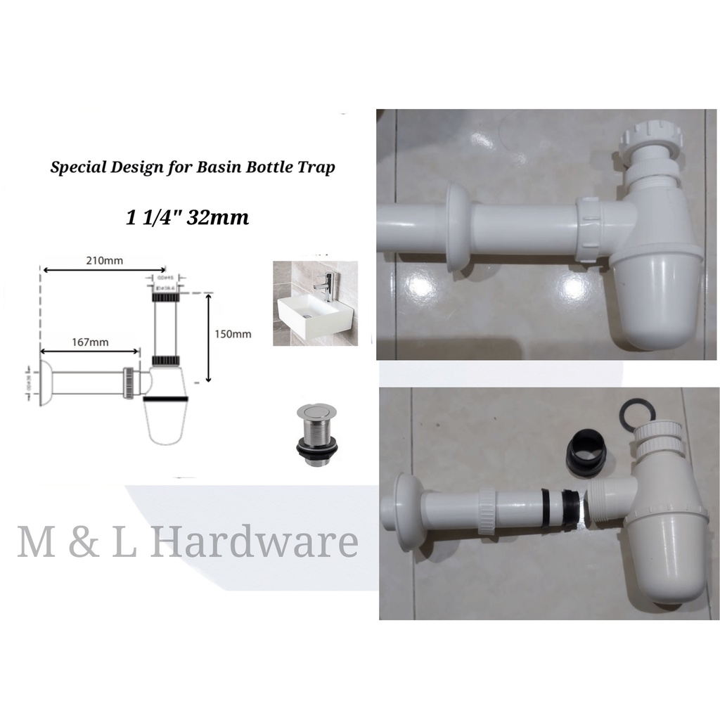 UPVC Bottle Trap For Sink Basin Kitchen 32mm 40mm Shopee Malaysia