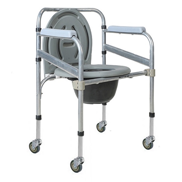 🔥🔥PROMO🔥🔥 Height Adjustable Commode Chair Toilet Foldable with Wheel ...