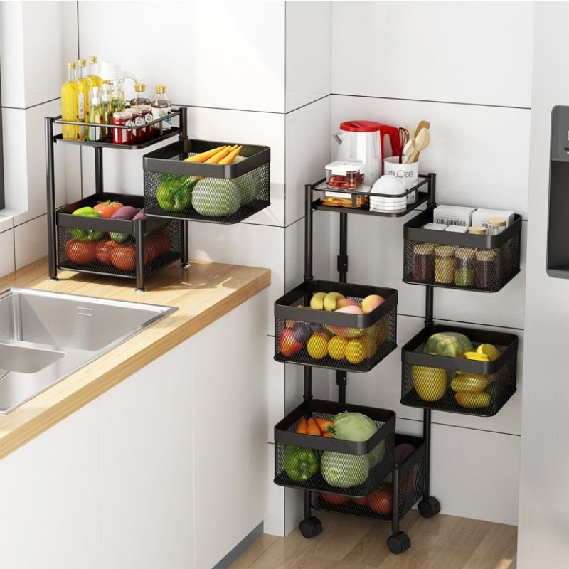🌟 Readystok Stainless Steel Rak Dapur Kitchen Rotating Rack Vegetable ...