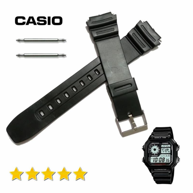 CASIO AE-1200 BLACK RUBBER STRAP FREE PEN | Shopee Malaysia