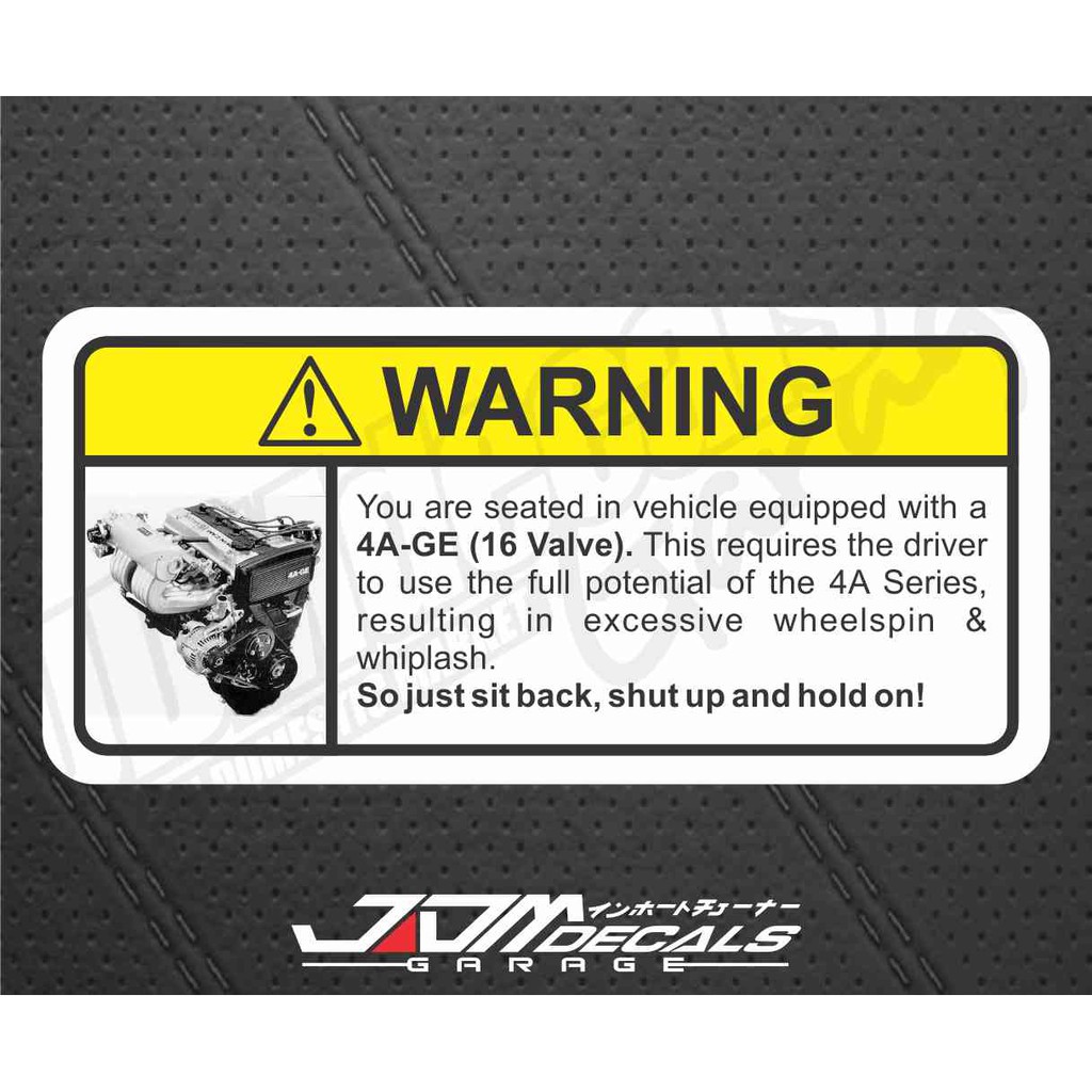 Funny Warning Sticker - 4A-GE (16 Valve) | Shopee Malaysia
