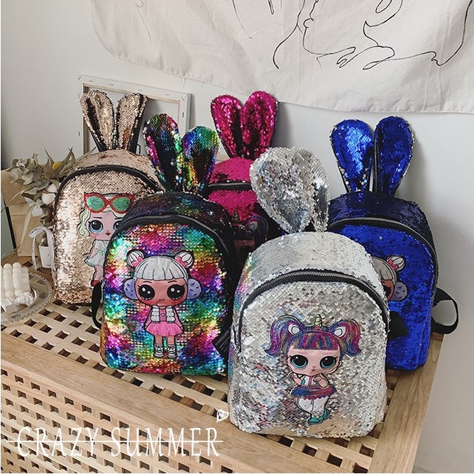 LOL Kids Bling Bling Small Glitter Backpack Fashion Girl Sequin ...