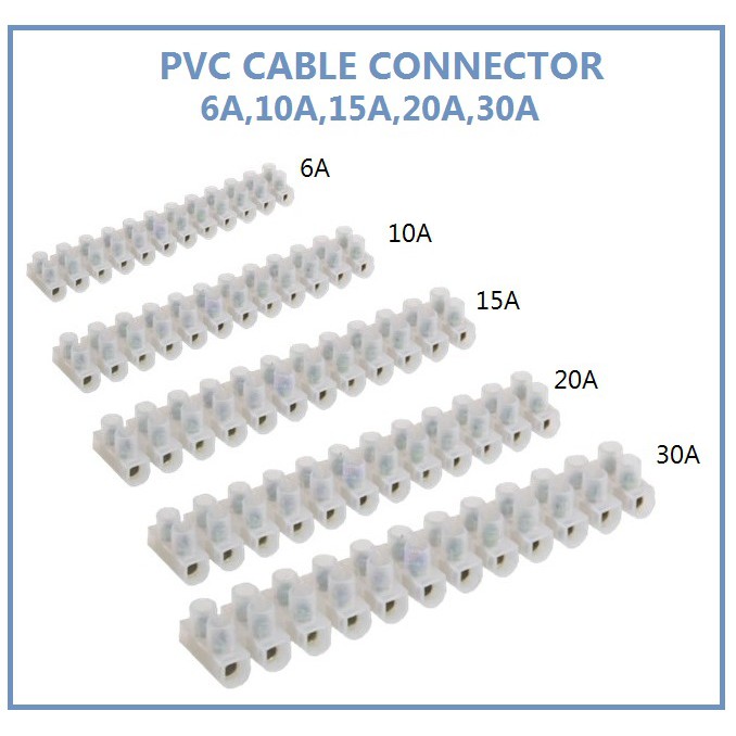 12Way 6A, 10A, 15A 20A,30A PVC Cable Connector / Terminal Block / PVC
