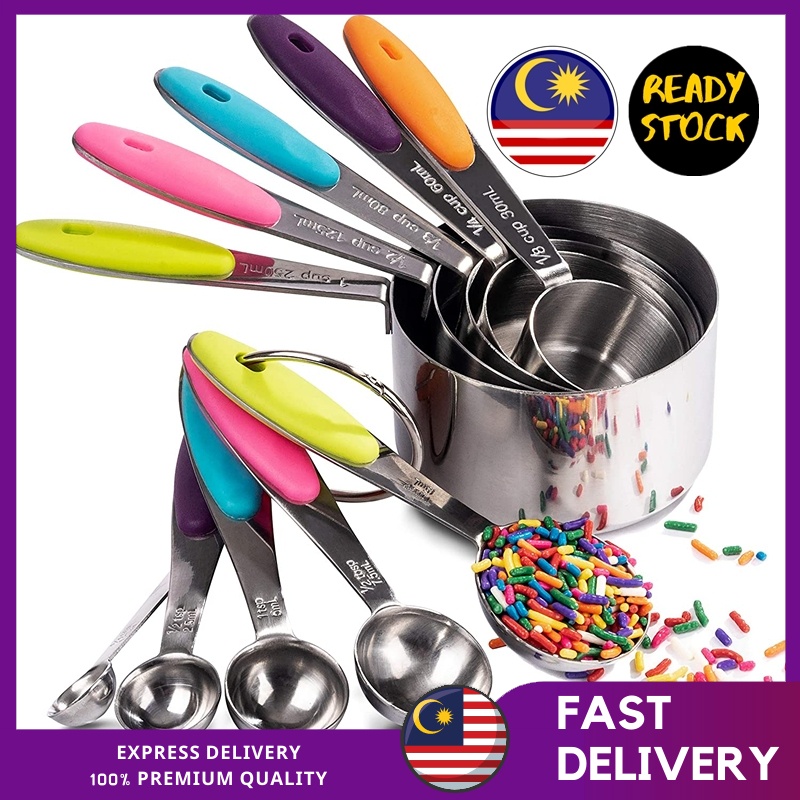 10 Piece Measuring Cups And Spoons Set Stainless Steel Measuring Cups   Ed5ac893ff7a5e04dc079c40d74b44b7