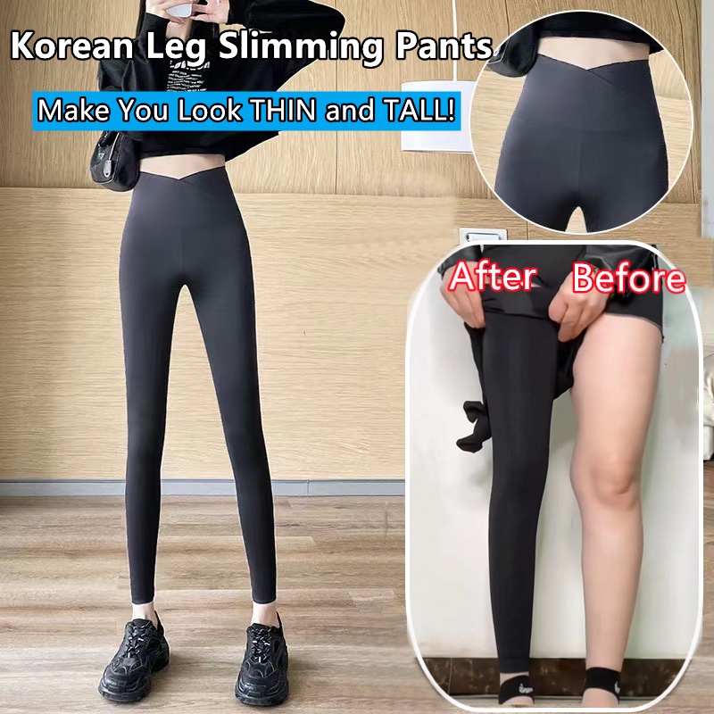 Korean Cross Belt Slimming Pants Hip Lifting Leggings for Women Slimming  Pants High Waist Long Shape Pants