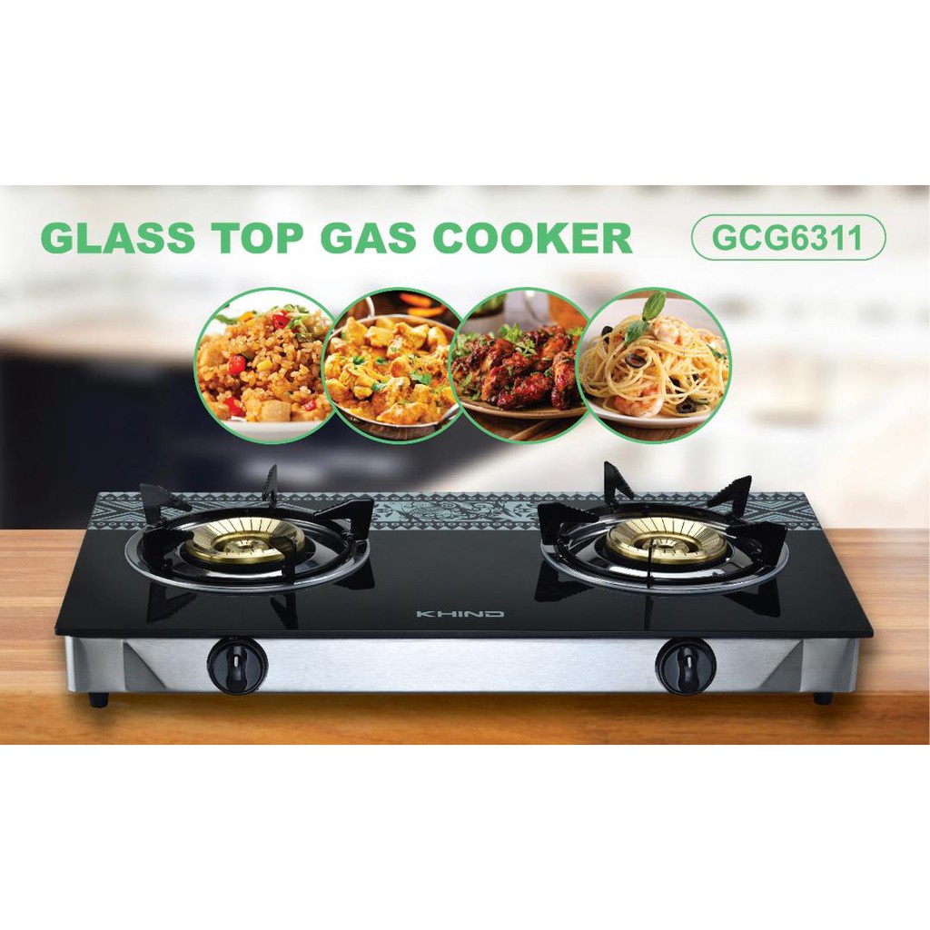 Khind GCG6311 Glass Top Gas Cooker 2 Burner Gas Stove Table Top (NEW
