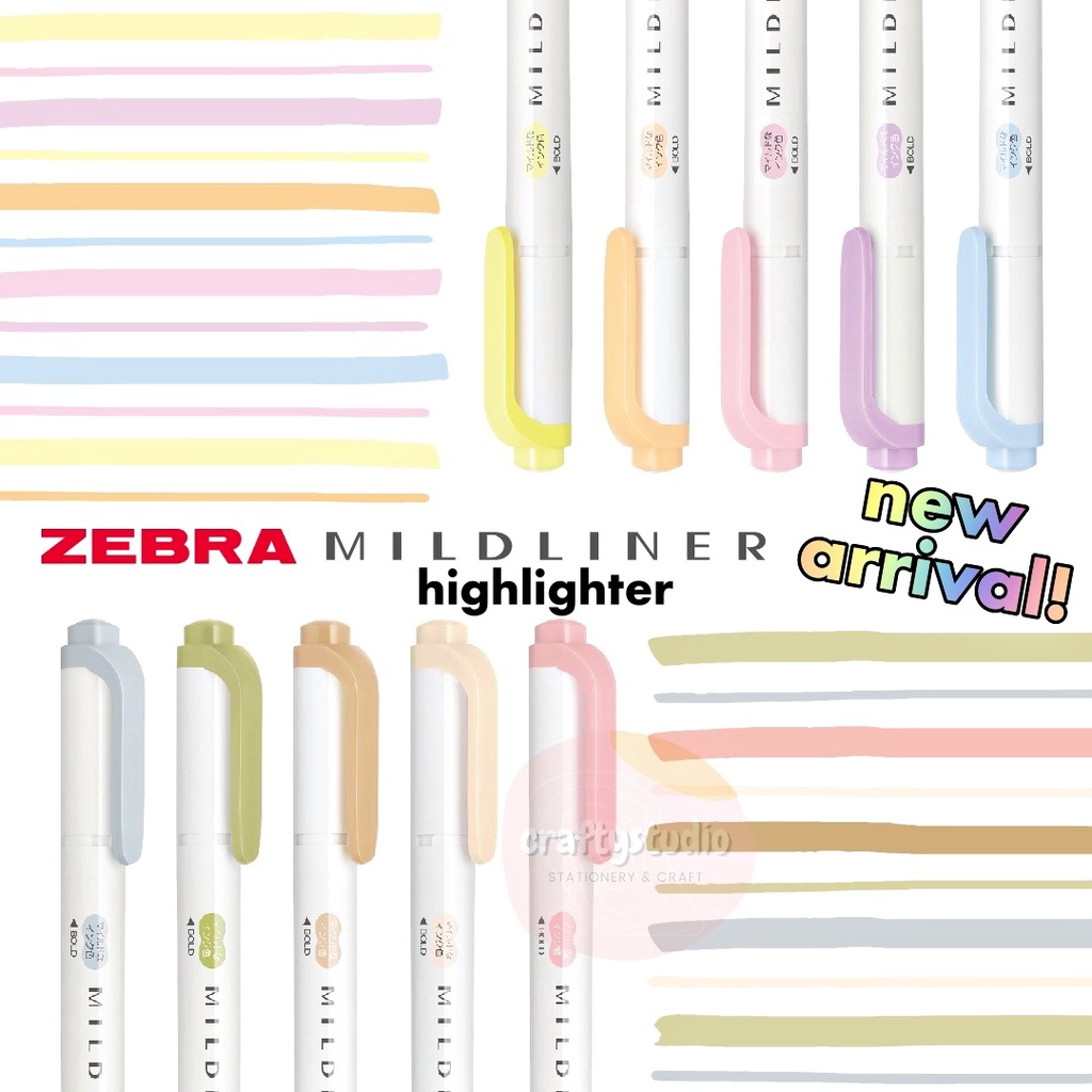 (NEW COLOURS) Zebra Mildliner Highlighter, Double Sided Highlighter, Fine Marker, Bold Marker