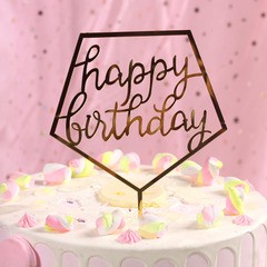 Happy Birthday Cake Topper Gold Color Rectangle Shape | Shopee Malaysia