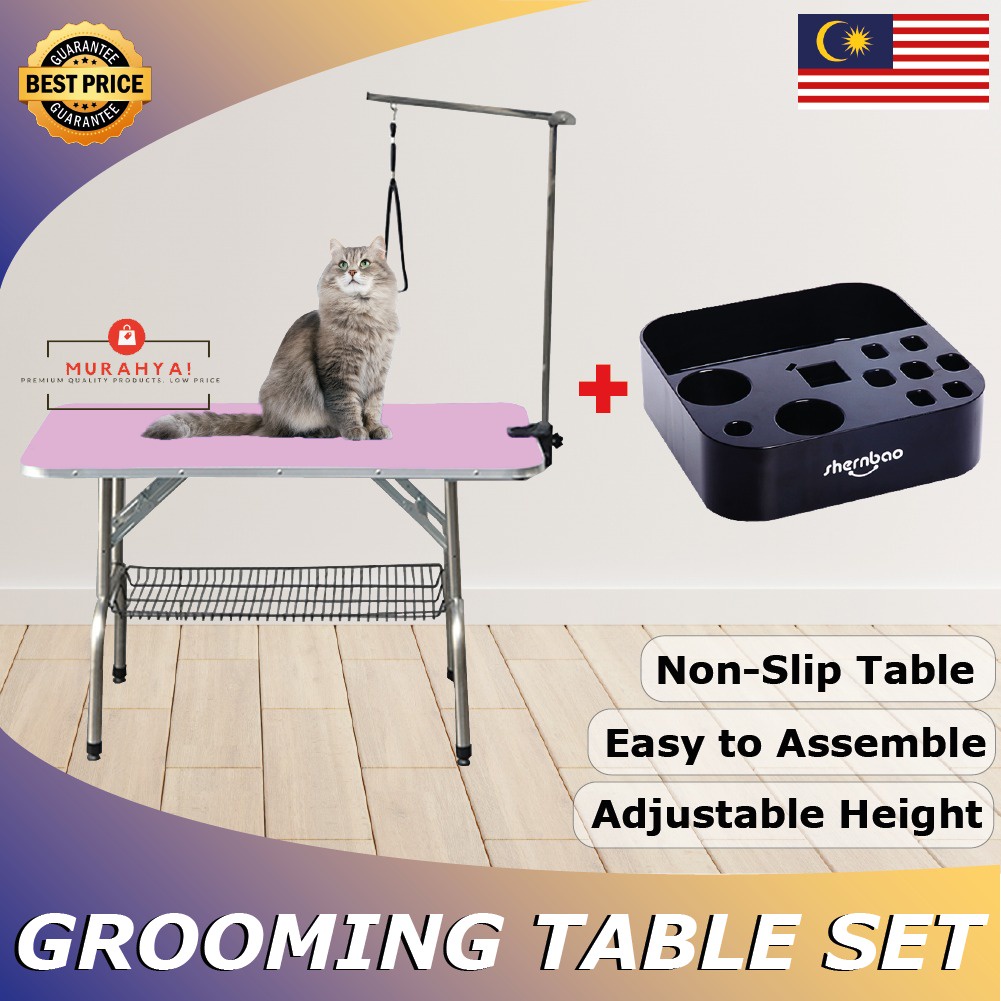 Cat grooming table Pet grooming Meja dandanan kucing Foldable portable ...