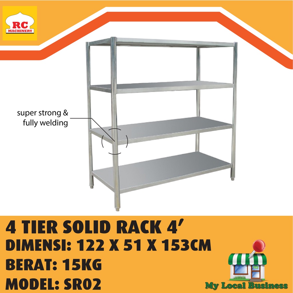 [PRE-ORDER] 4 Tier Solid Rack Stainless Steel | Rak 4 Tingkat Stainless ...