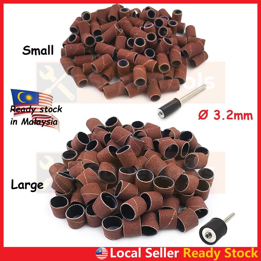 100pcs 3.2mm Sanding Band Sleeve Drum Sandpaper Grinding Head Drill Die