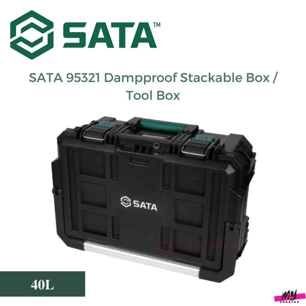 SATA 95321 40L Dampproof Stackable Box / Tool Box | Shopee Malaysia