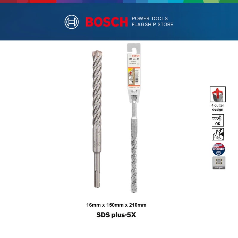 BOSCH SDS-Plus 5X Masonry & Reinforced Concrete Hammer Drill Bit ...