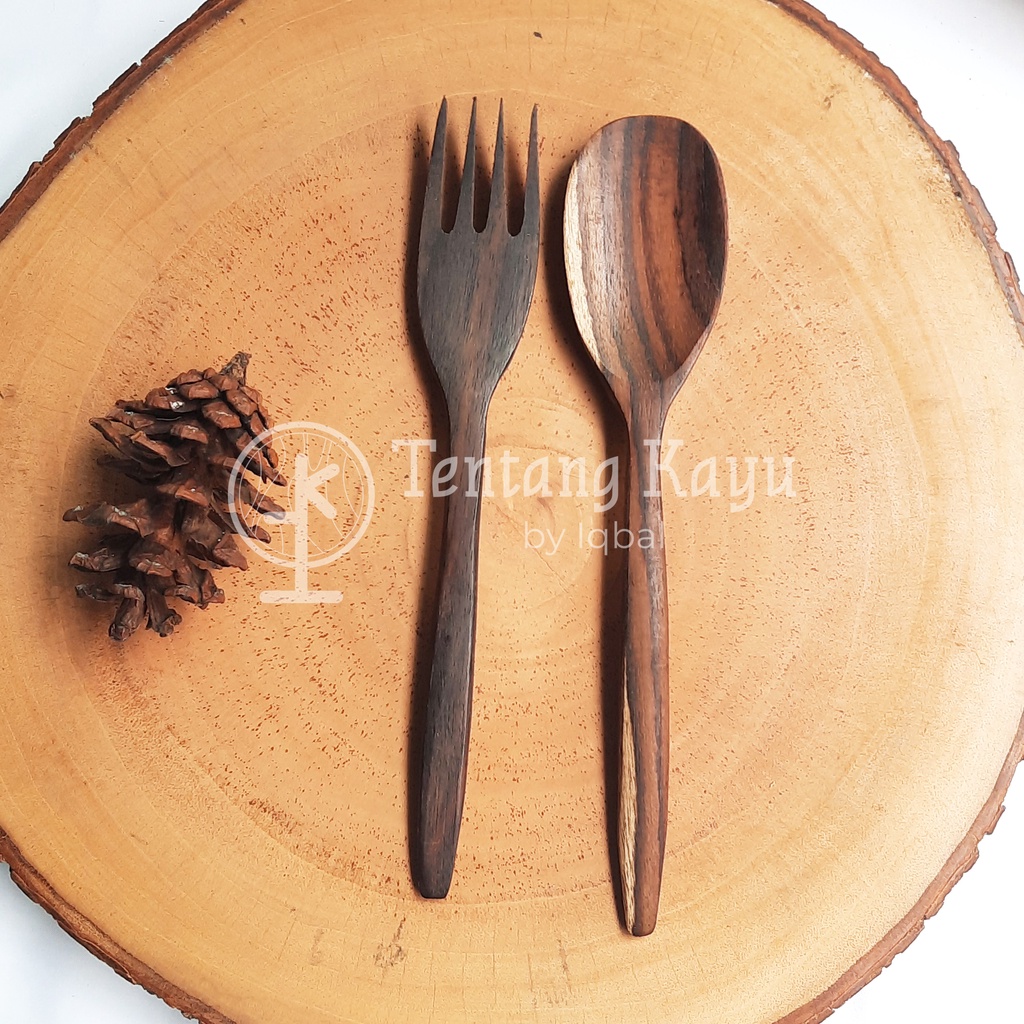 KAYU Wooden Spoon Fork Set Wooden Spoon Wooden Fork | Shopee Malaysia