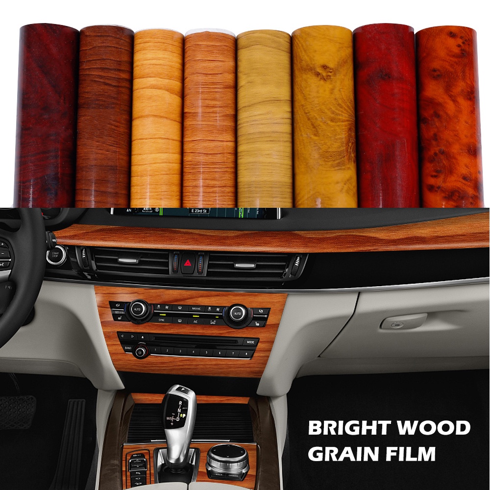 10*100cm High Glossy Wood Grain Car Stickers / PVC Selfadhesive