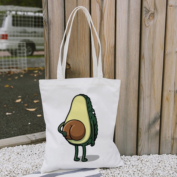 Kawaii Canvas Bag Avocado Strawberry Custom Tote Bag Customize Eco