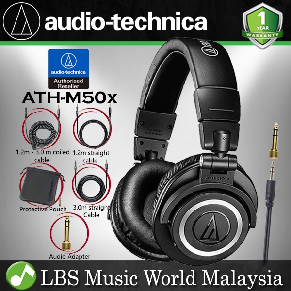 Audio Technica ATH M50x Professional Monitor Studio Headphone Black ATH M50X Shopee Malaysia