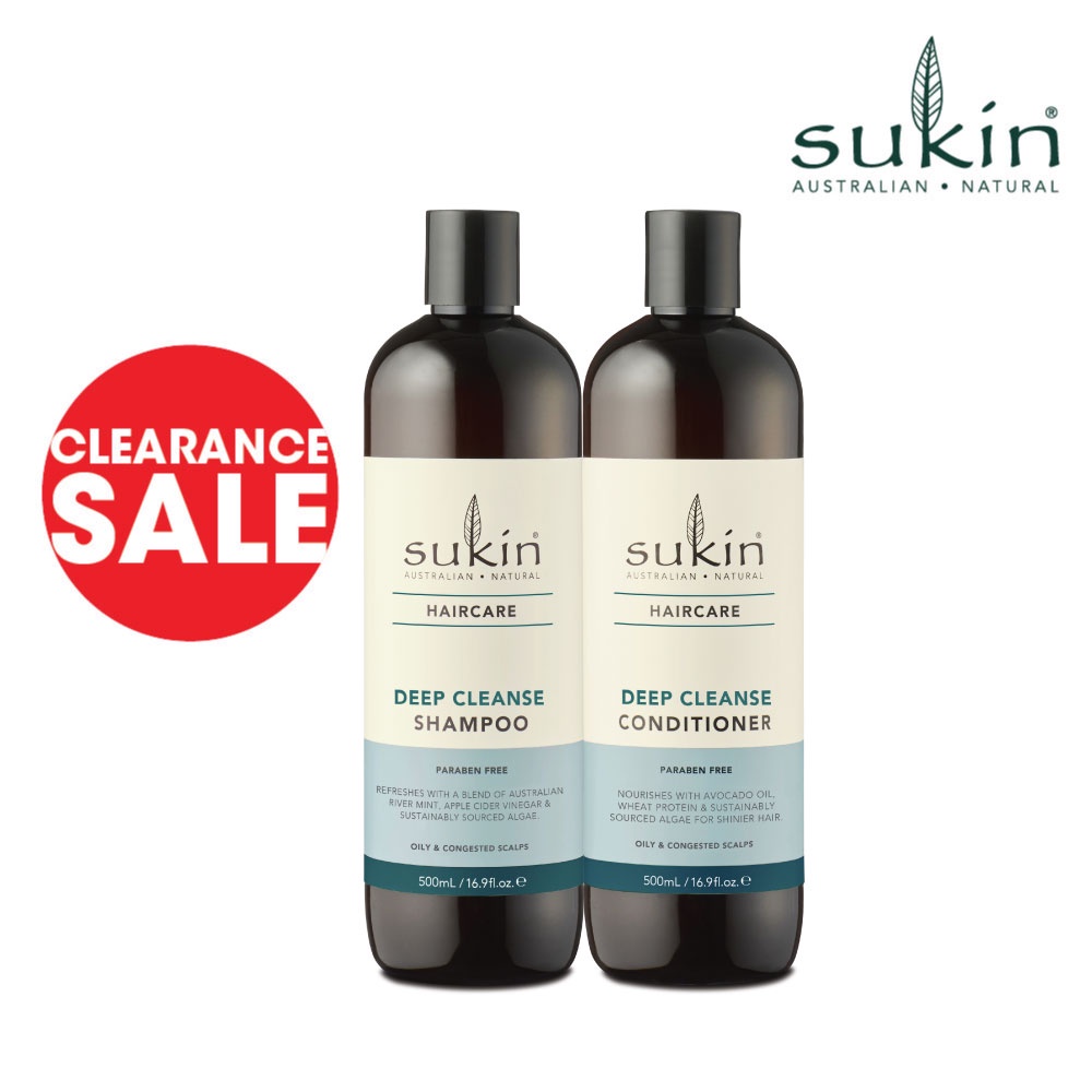(BUNDLE CLEARANCE) Sukin Deep Cleanse Shampoo + Conditioner 500ml