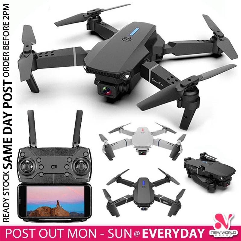 𝗗𝗨𝗔𝗟 𝗖𝗔𝗠 + 𝗙𝗥𝗘𝗘 𝗕𝗔𝗚 》4K HD Camera E88 Quadcopter WIFI Real-time ...