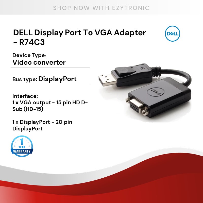 Dell Display Port to VGA Adapter - Convertisseur vidéo