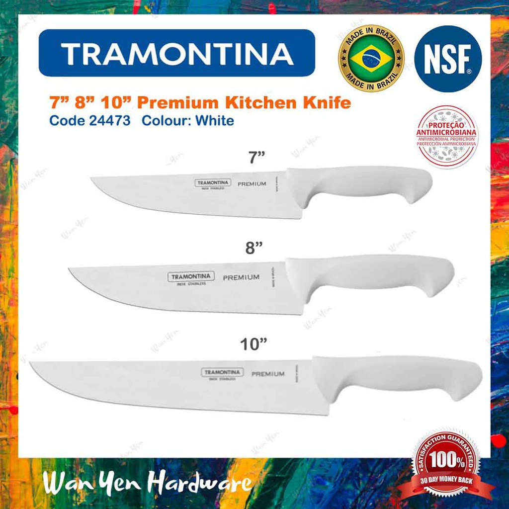 Tramontina Premium Kitchen Knife With Stainless Steel Blade And White 8  Polypropylene Handle 24473188