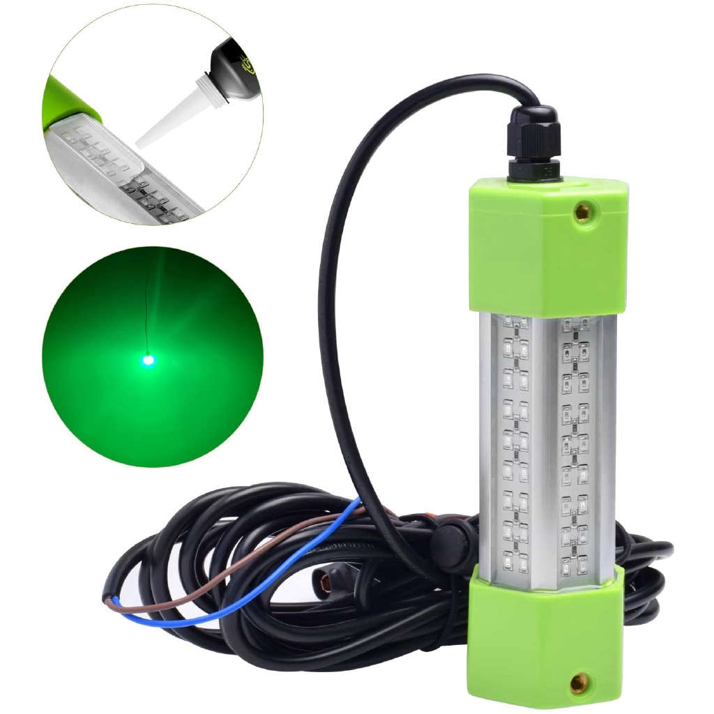 12V Underwater Fishing Lights Waterproof Green Night Lights for Crappie