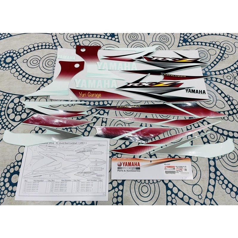 Yamaha Rxz 5PV Catalyzer Sticker Stripe Graphic Merah Putih VRC1/BWC1 ...