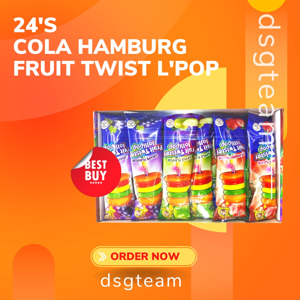 Alibaba Cola Hamburg Fruit Twist Lollipop (24pcs) | Shopee Malaysia