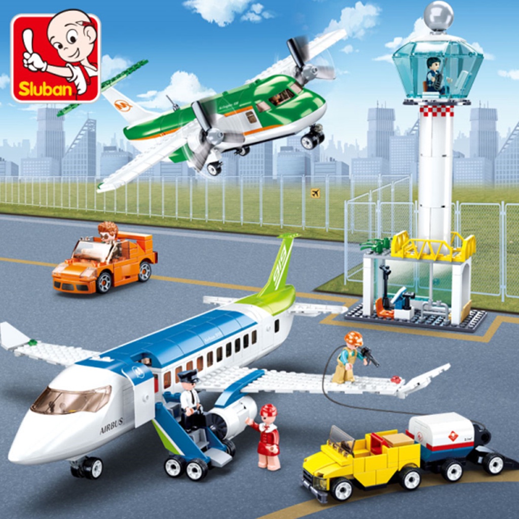 731PCS Sluban 0930 Aviation World Civil Airport Aircraft Assembly Model ...