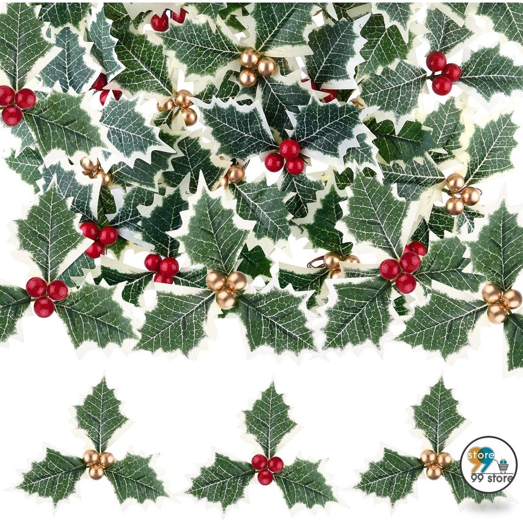 hot-fake-holly-leaves-with-red-berries-diy-christmas-garland-wreath