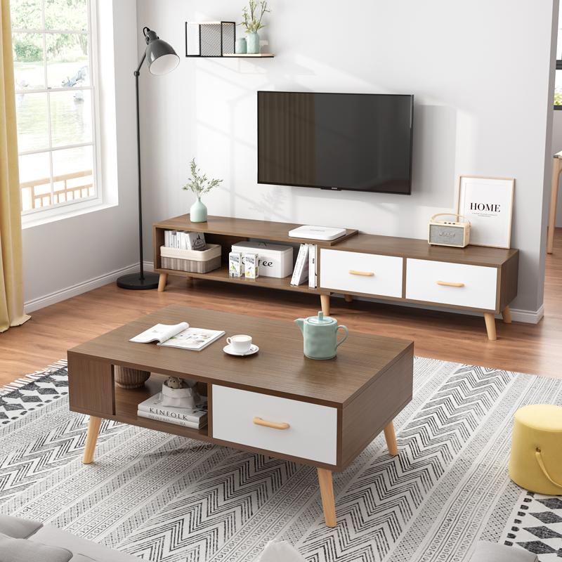 TV coffee table combination simple modern Nordic small family