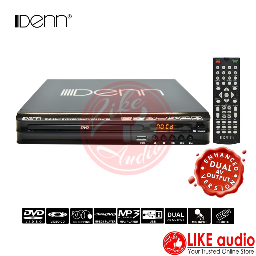 DENN DVD23UK DVD Player with USB/ MP4/ MP3/ CD Ripping/ Karaoke/ Dual