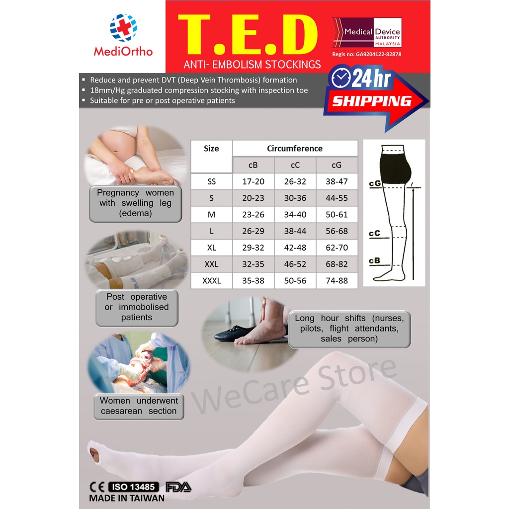 【KKM APROVED 】TED STOCKING HAMIL PANTANG ANTI EMBOLISM COMPRESSION