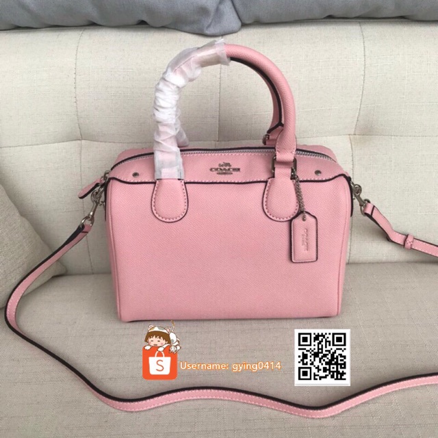 Coach Mini Bennett in Crossgrain Leather Satchel Bag F57521 - Pink