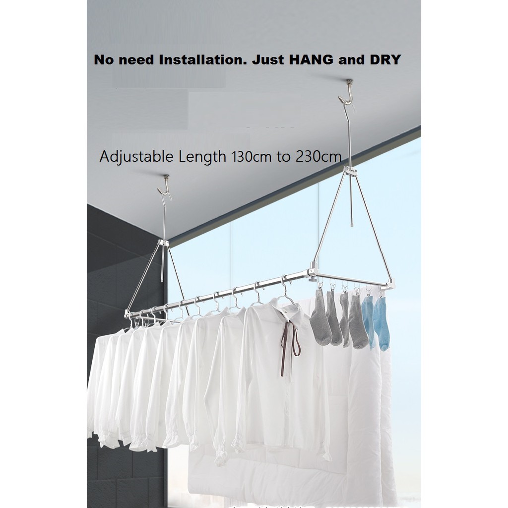 Invisible Ceiling Mounted Lifting Drying Rack with Adjustable Length Cloth Hanger Lifting Hanger Penyidai Kain Ampaia Shopee Malaysia