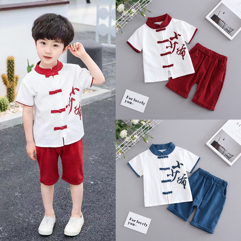 New Year Boy Suit CNY Kids Chinese Style Short Sleeve Tang Suit Retro   Eda76c93183a8d40e53fe6de7ff7875d