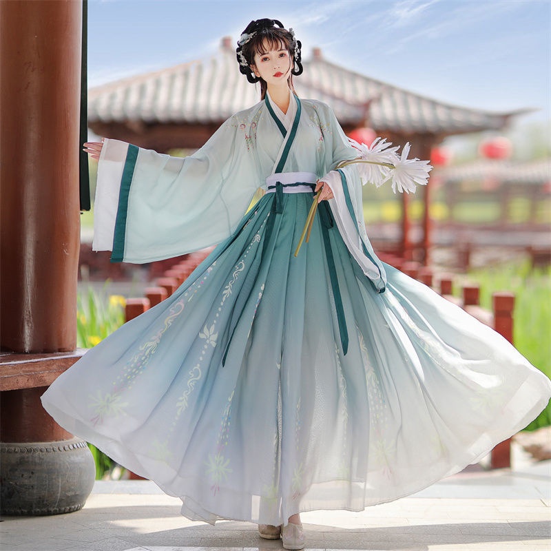 Hanfu 汉服魏晋制汉服古风仙气汉服中国风交领齐腰襦裙超仙魏晋风原创春