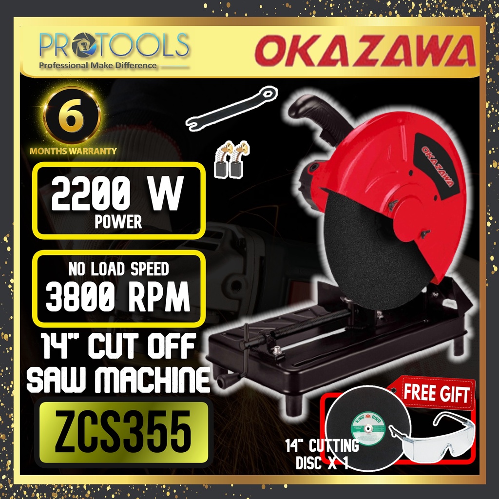 OKAZAWA ZCS355 ( ZC5355 ) CUT OFF SAW MACHINE 14"(355mm) 2200W MESIN ...