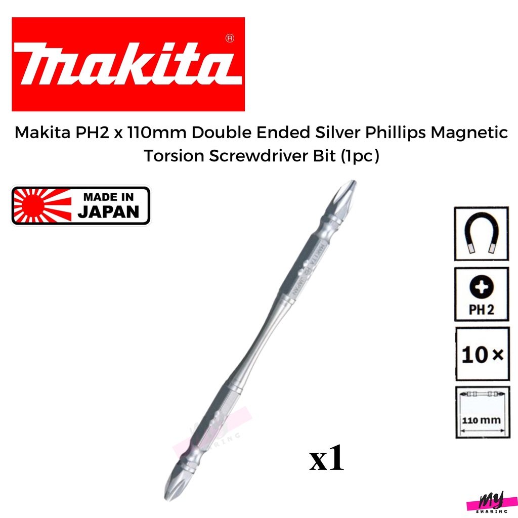 Makita PH2 X 110mm Double Ended Silver Phillips Magnetic Torsion ...