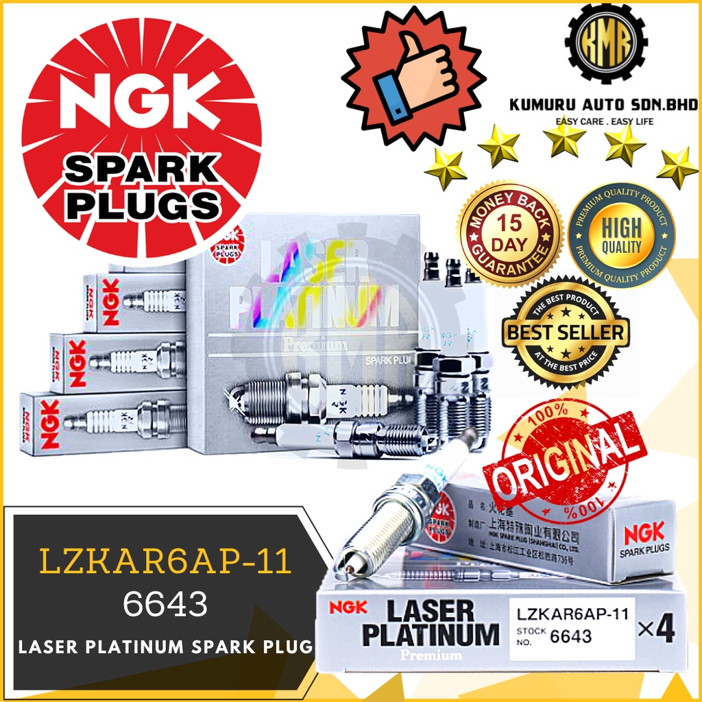 (1@Set) LZKAR6AP-11 6643 - Original NGK Laser Platinum Spark Plug ...