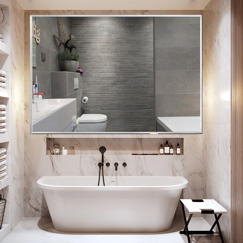 [No Drilling] Bathroom Wall Hanging Mirror Self-Adhesive Wall-Mounted ...