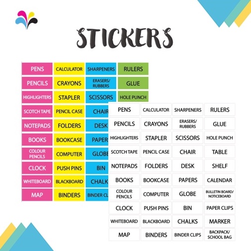 Label for things in classroom school office home house student children ...