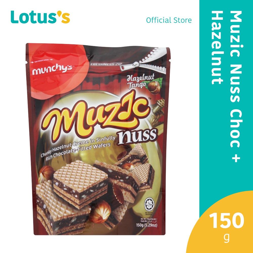 Munchys Muzic Nuss Hazelnut Tango Chocolate Filled Wafers 150g