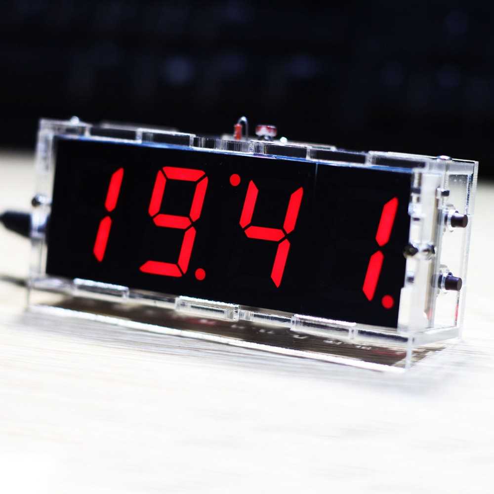 Compact 4-digit DIY Digital LED Clock Kit Light Control Temperature ...