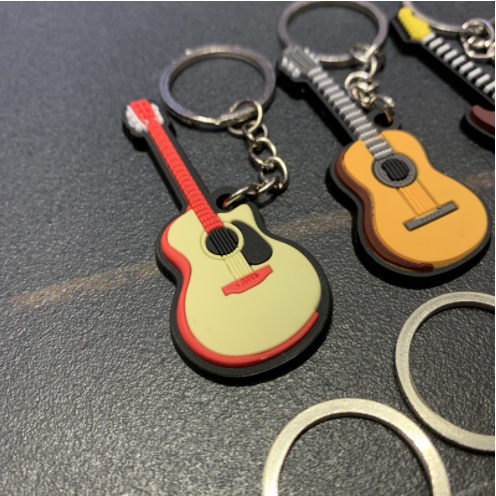 AD1MY Creative Mini Musical Instrument Keychain Cute Silicone Guitar ...