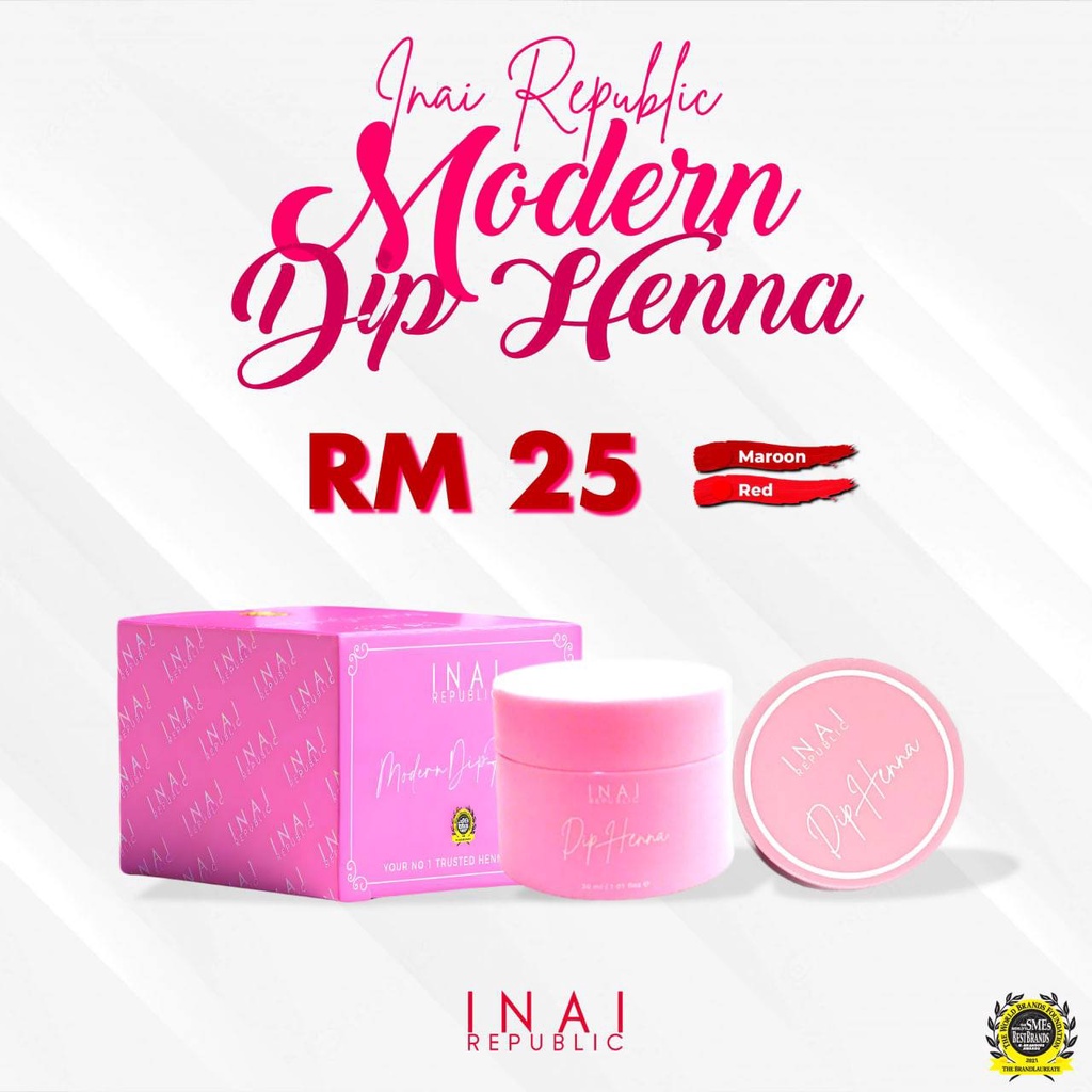 INAI REPUBLIC Viral Inai Celup Pengantin Maroon Merah Instant HOT ...
