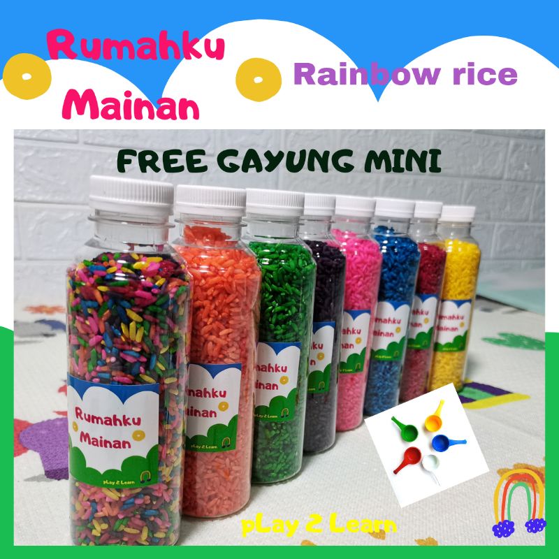 Montessori Sensory children's toy colorful rice / rainbow rice ...